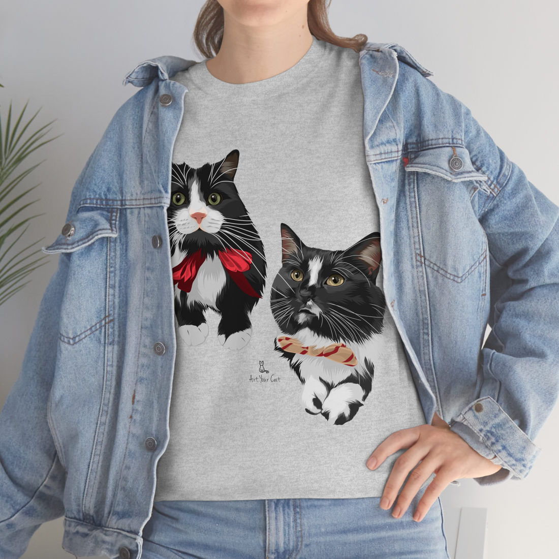 Custom cat print t-shirt with bold feline design