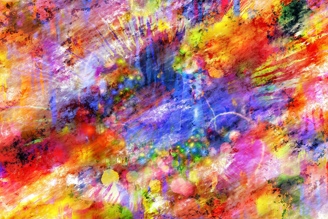 Artist using a vibrant color palette to create artwork with detail