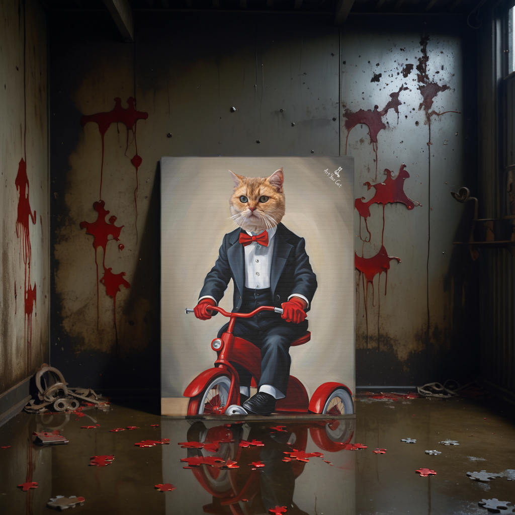 Billy the Puppet Cat Portrait Canvas Artwork