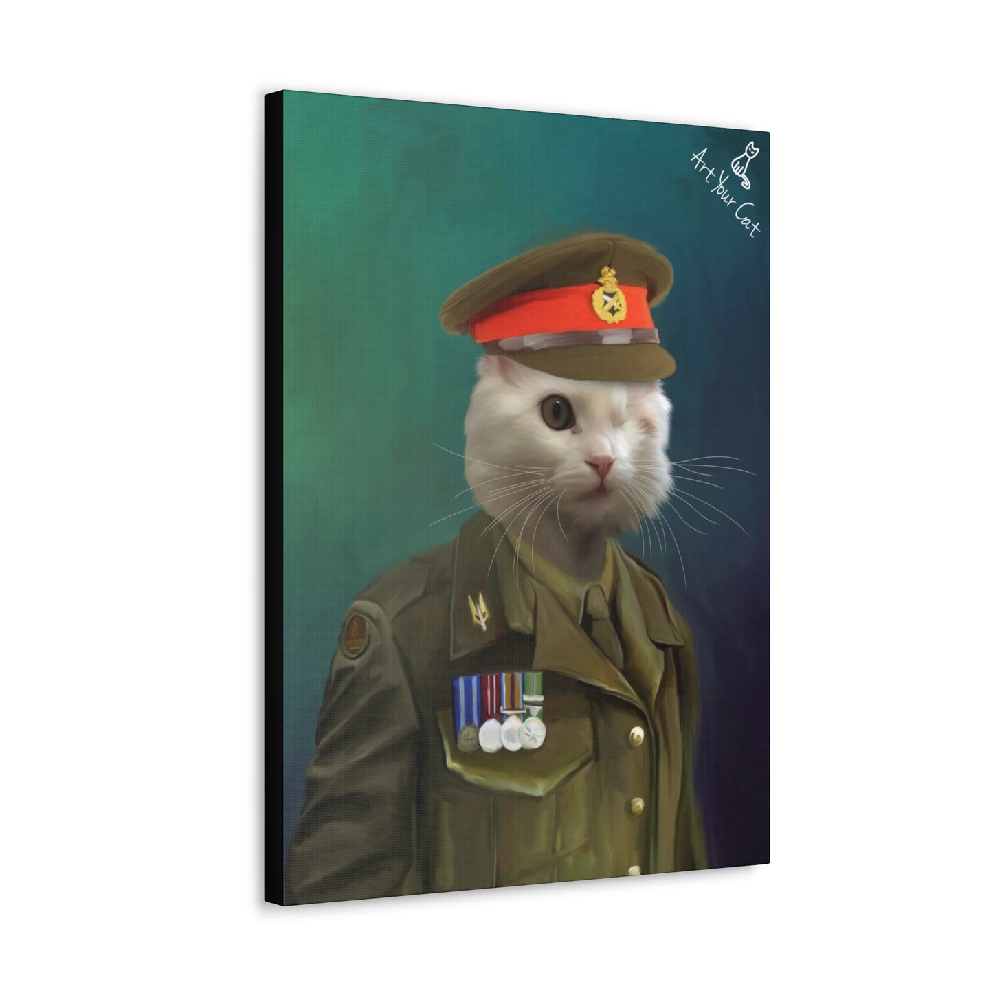Brave Cat Portrait with Soldier Uniform