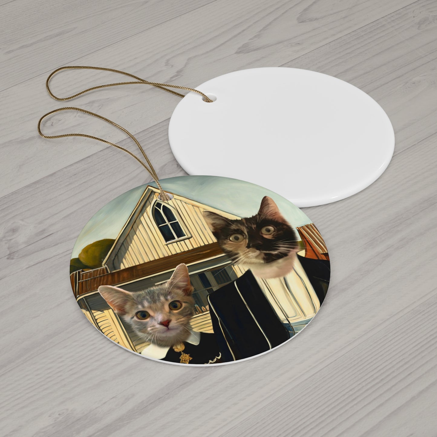 Custom Circle Ornament - Cat Character Portrait
