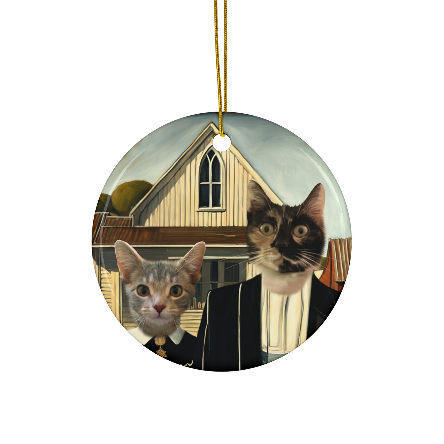 Custom Circle Ornament - Cat Character Portrait