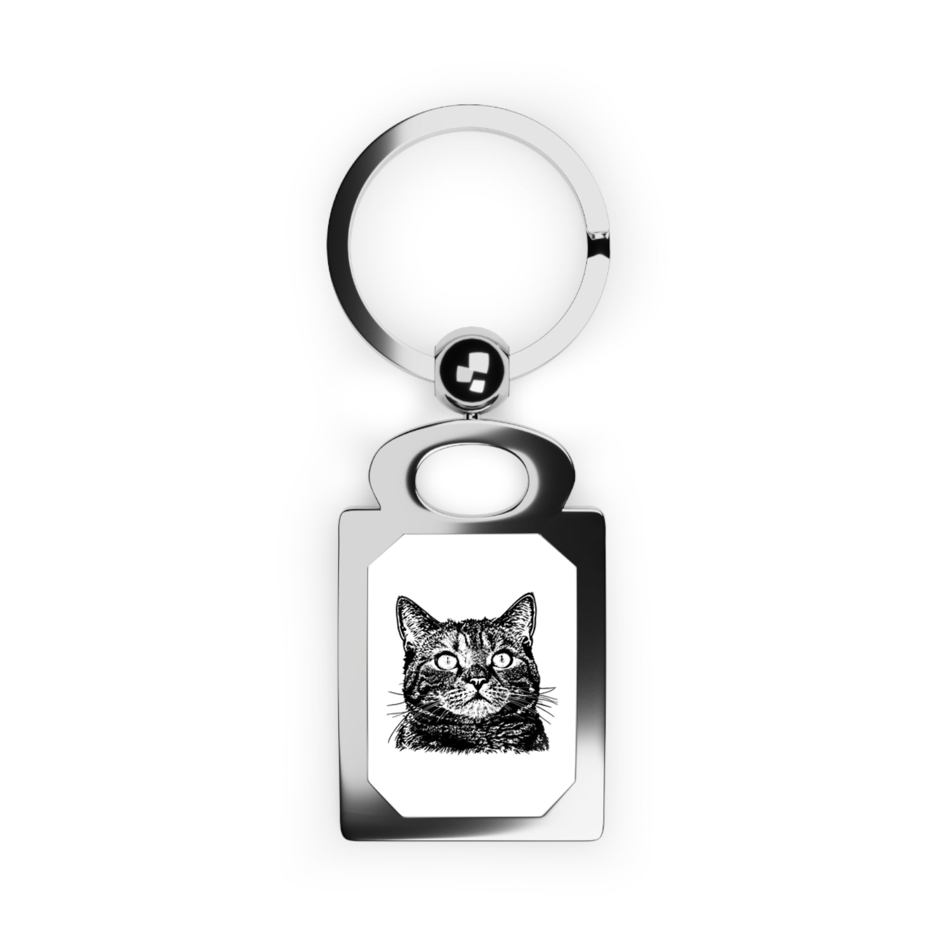 Keychain with a cat illustration on a white background