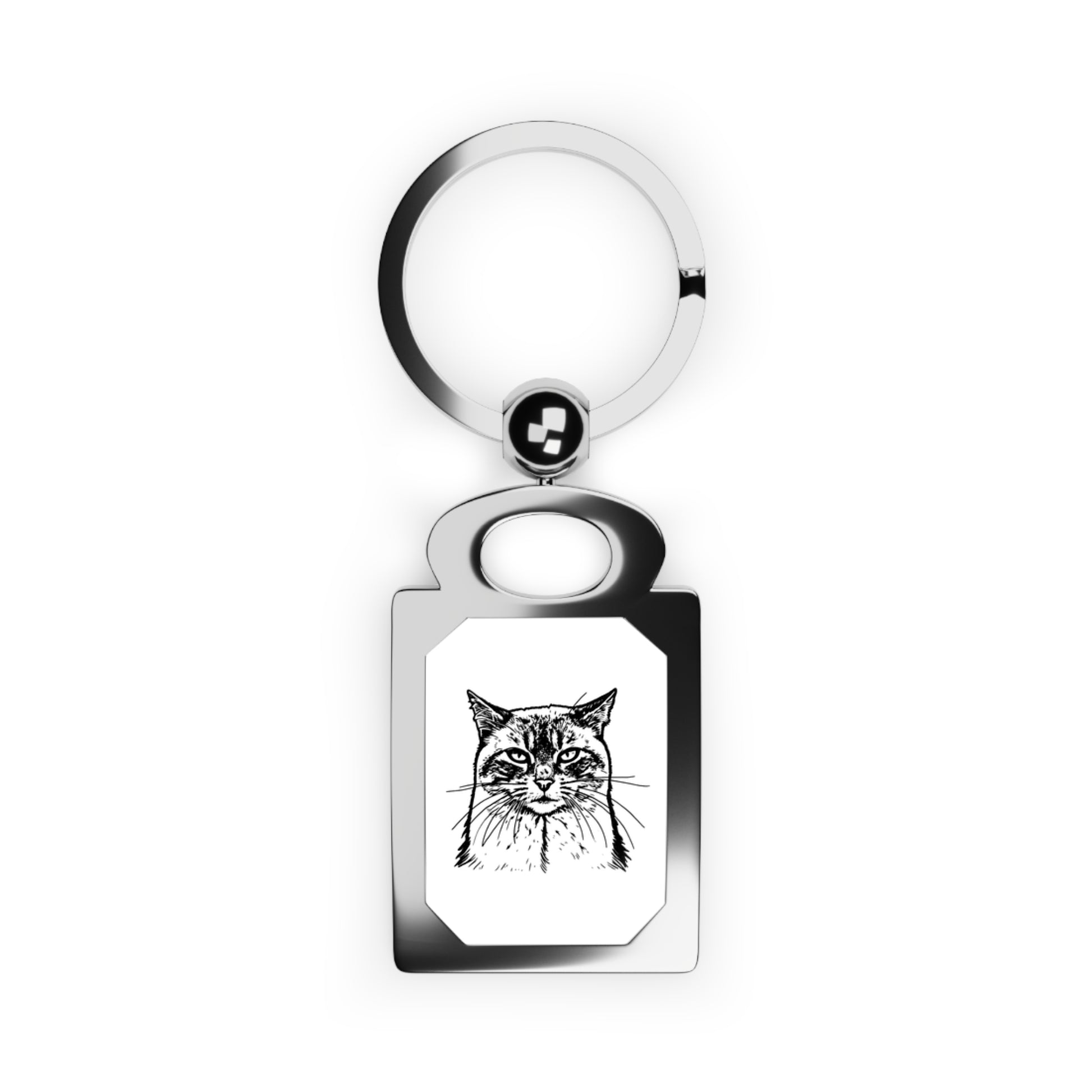 Keychain with a cat illustration on a white background