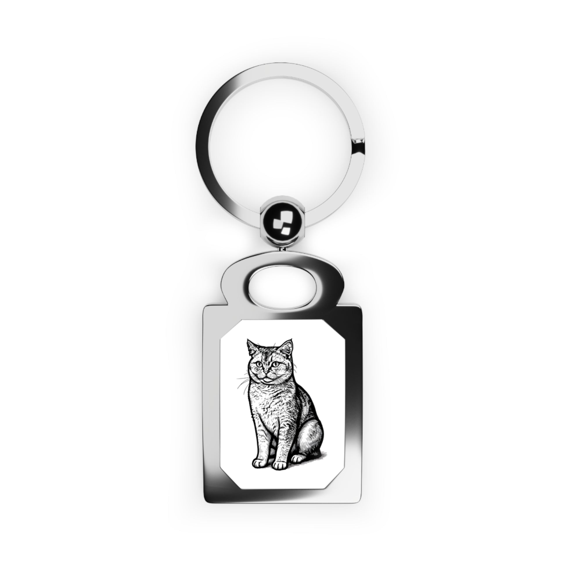 Keychain with a cat illustration on a white background