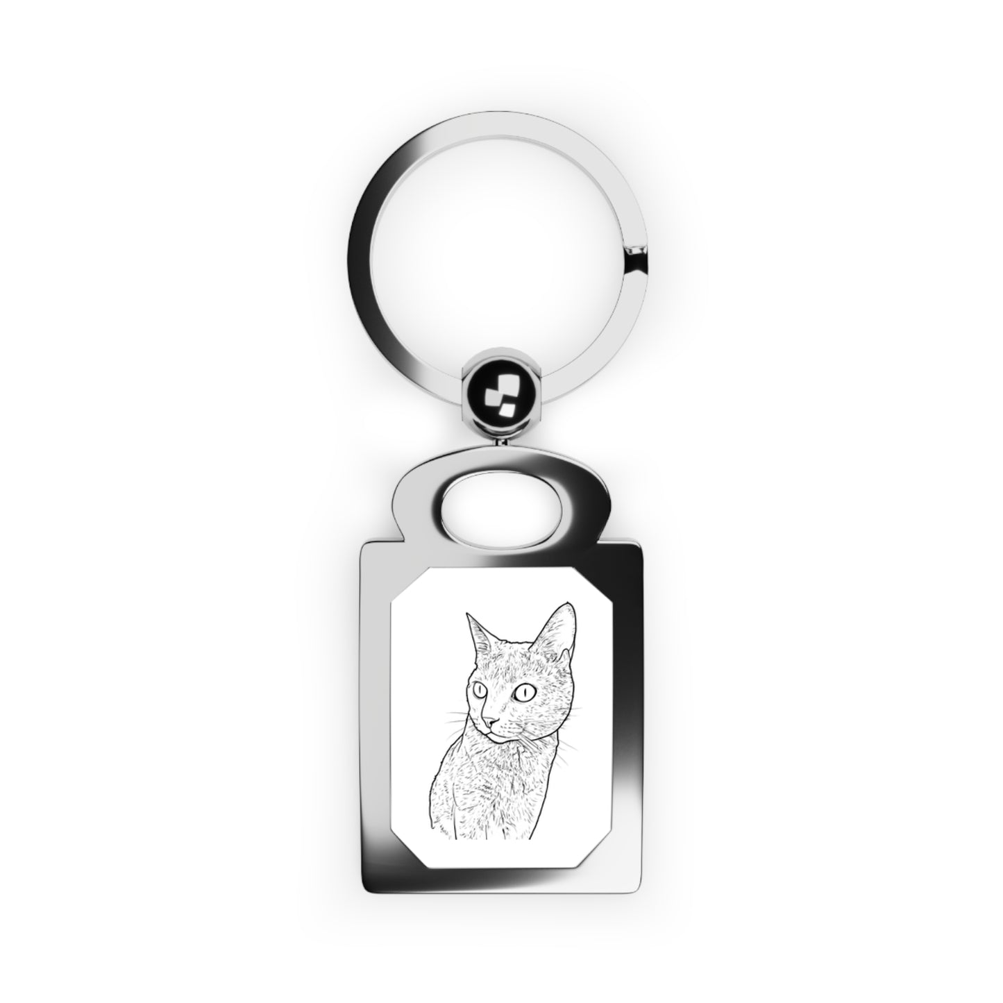 Keychain with a cat illustration on a white background