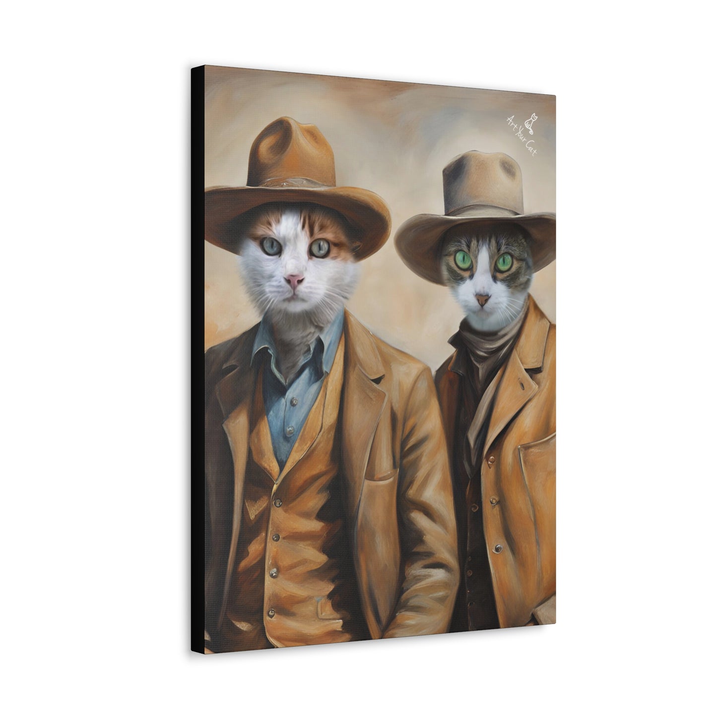 Custom Cowboy Cat Artwork on High-Quality Canvas