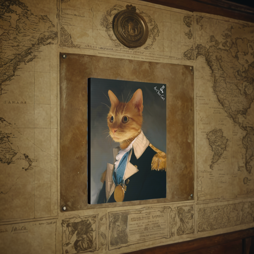 Custom Male Royal Cat Portrait on Canvas