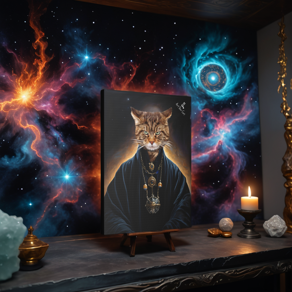 Custom Male Void Walker Cat Portrait on Canvas