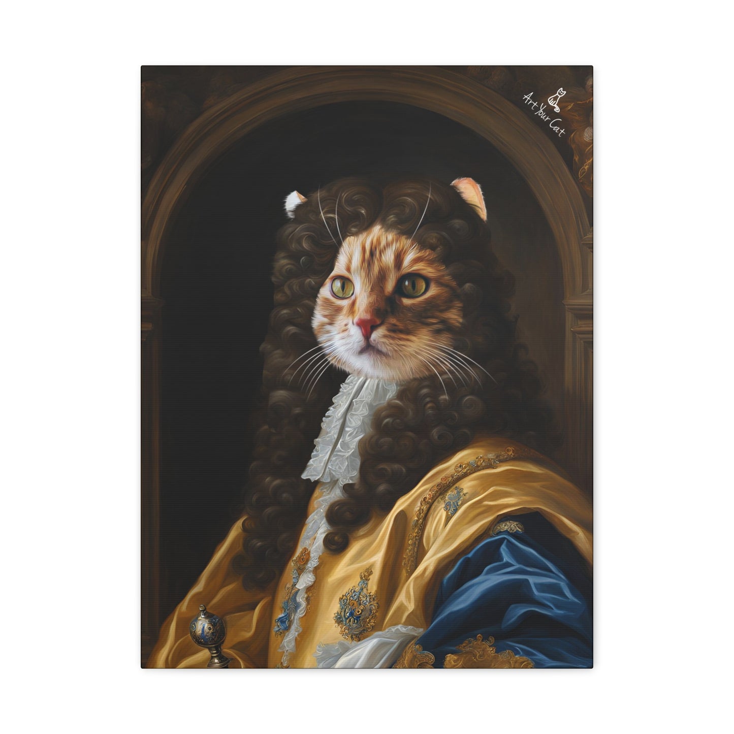 Custom cat artwork featuring majestic Louis XIV design