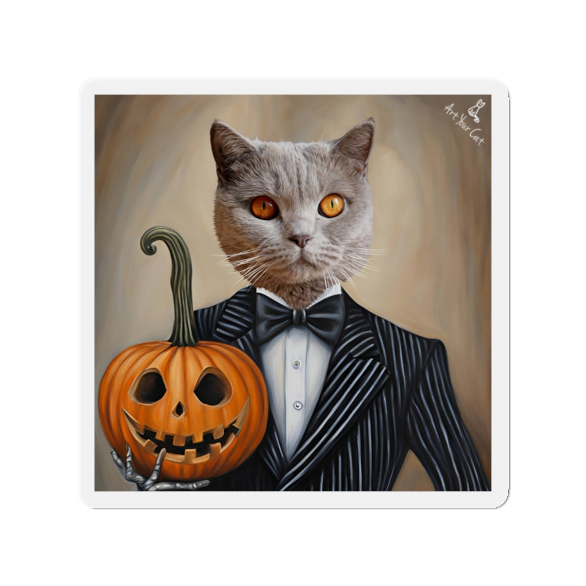 Custom cat portrait magnet for home or office