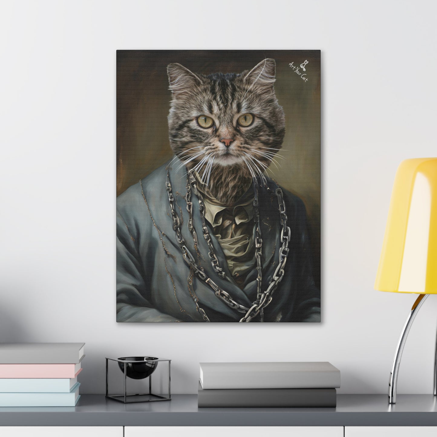 Custom pet artwork featuring Frankenstein cat in classic monster look