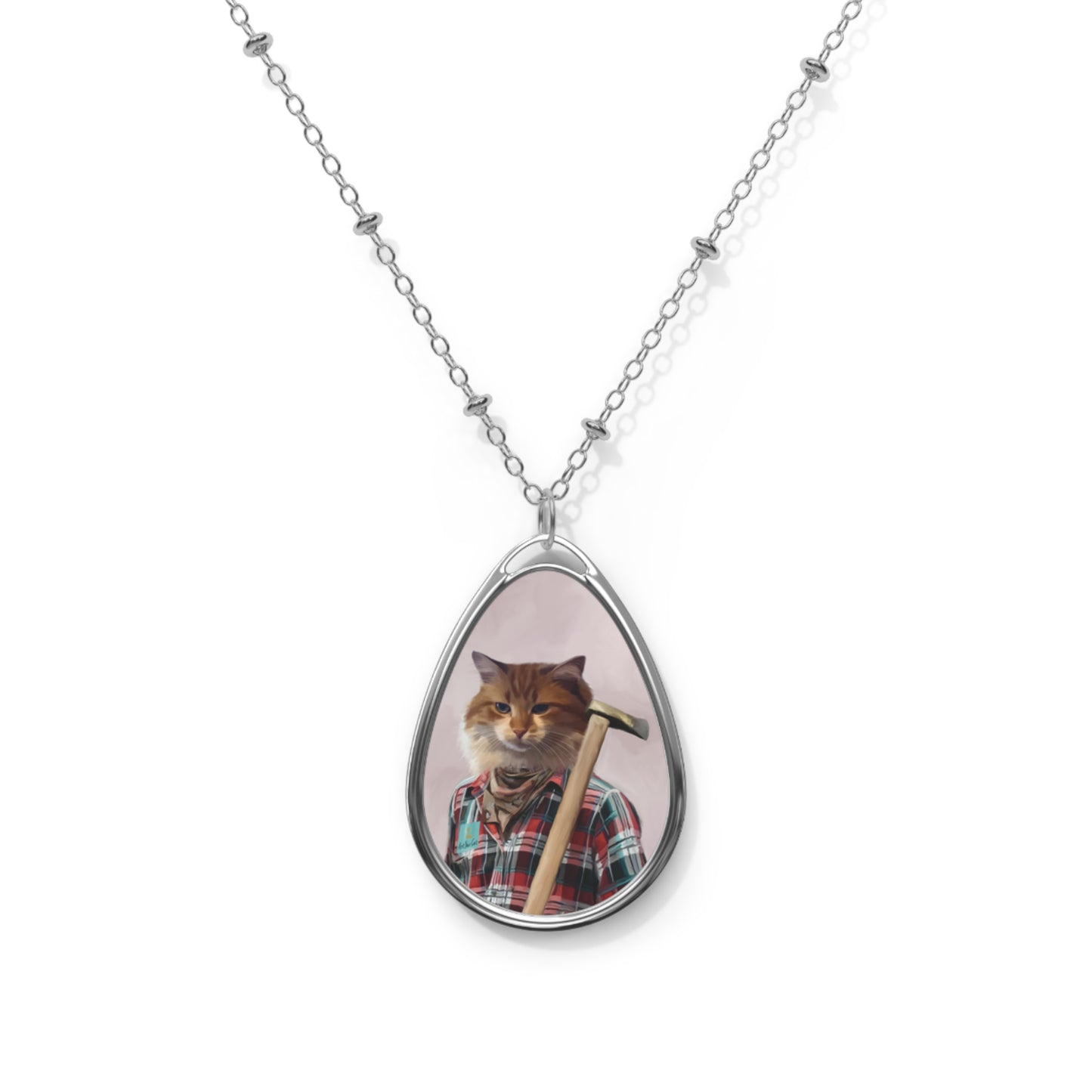 Customizable cat portrait necklace for pet lovers