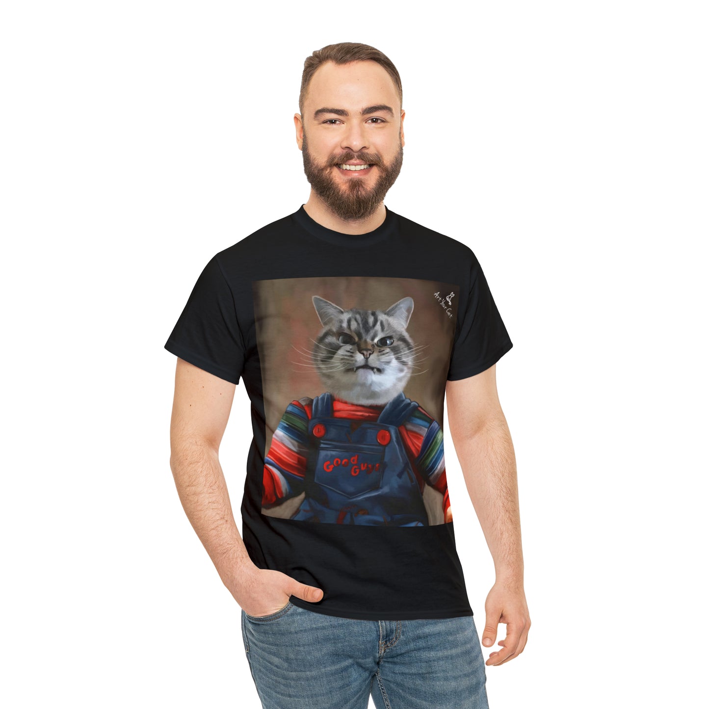 Cute cat graphic on custom t-shirt