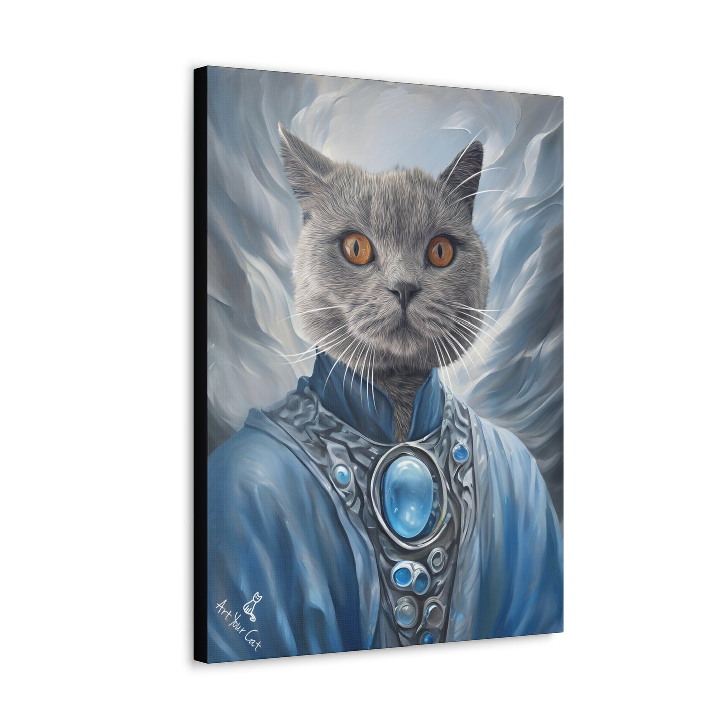Enchanting Female Feline Portrait in Wind Mage Robe