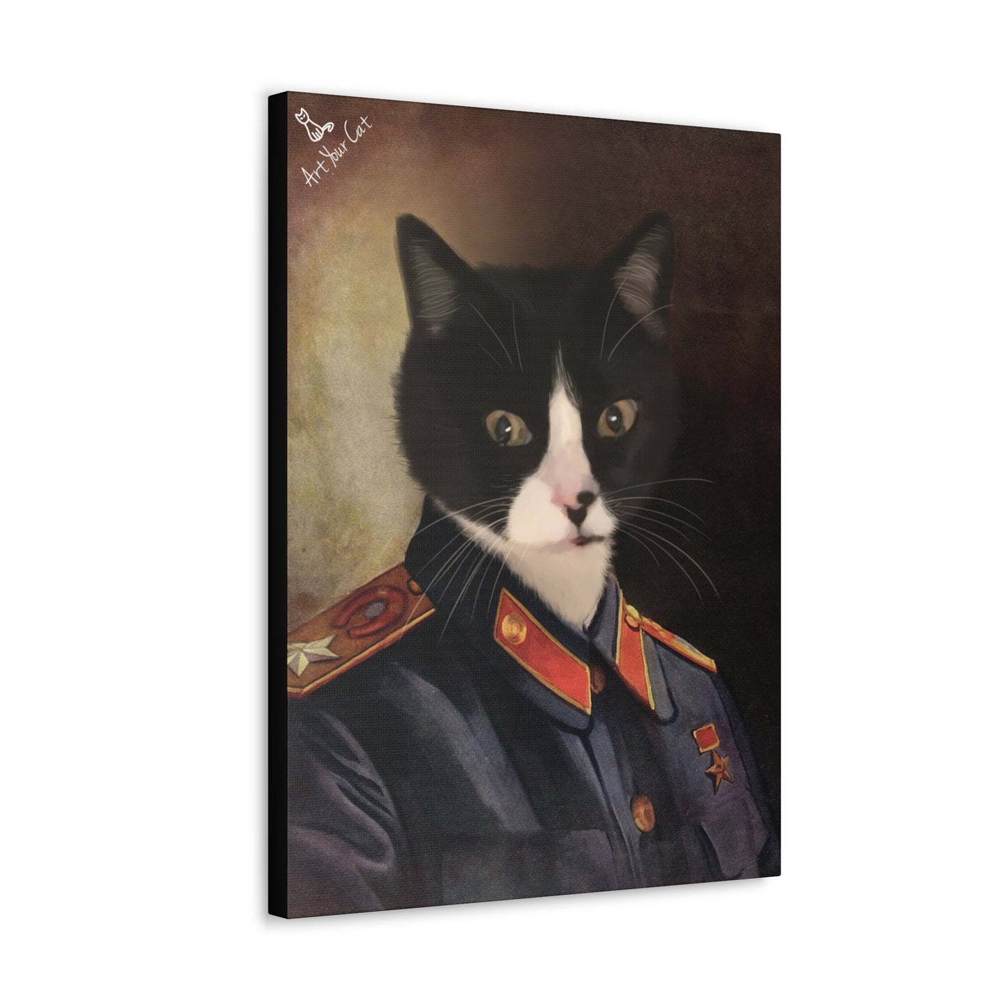 Feline cat portrait designed as Joseph Stalin with regal details