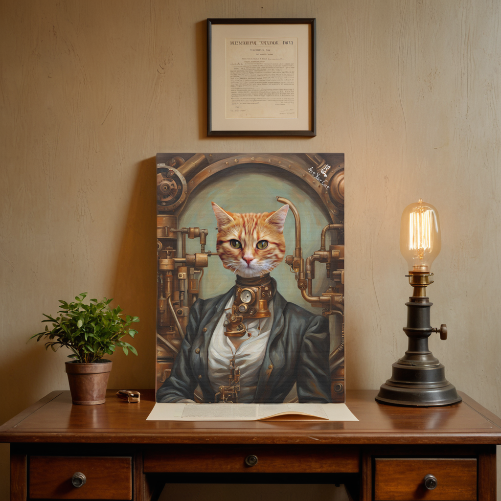 Female Industrialist Cat Portrait