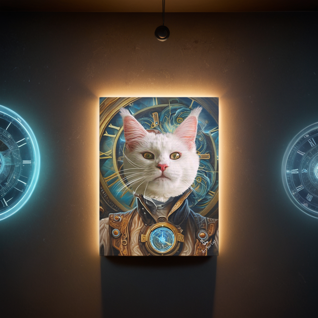 Female Time Traveler Cat Portrait Artwork