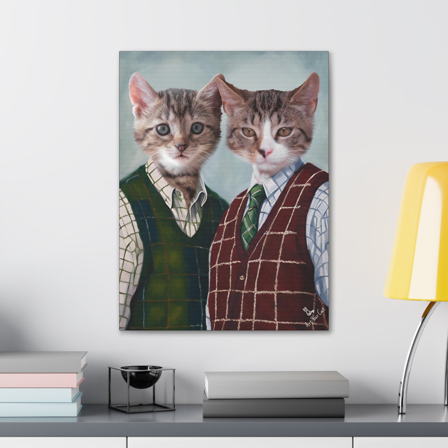 Funny Kale & Braden Cat Portrait capturing a cat's playful personality