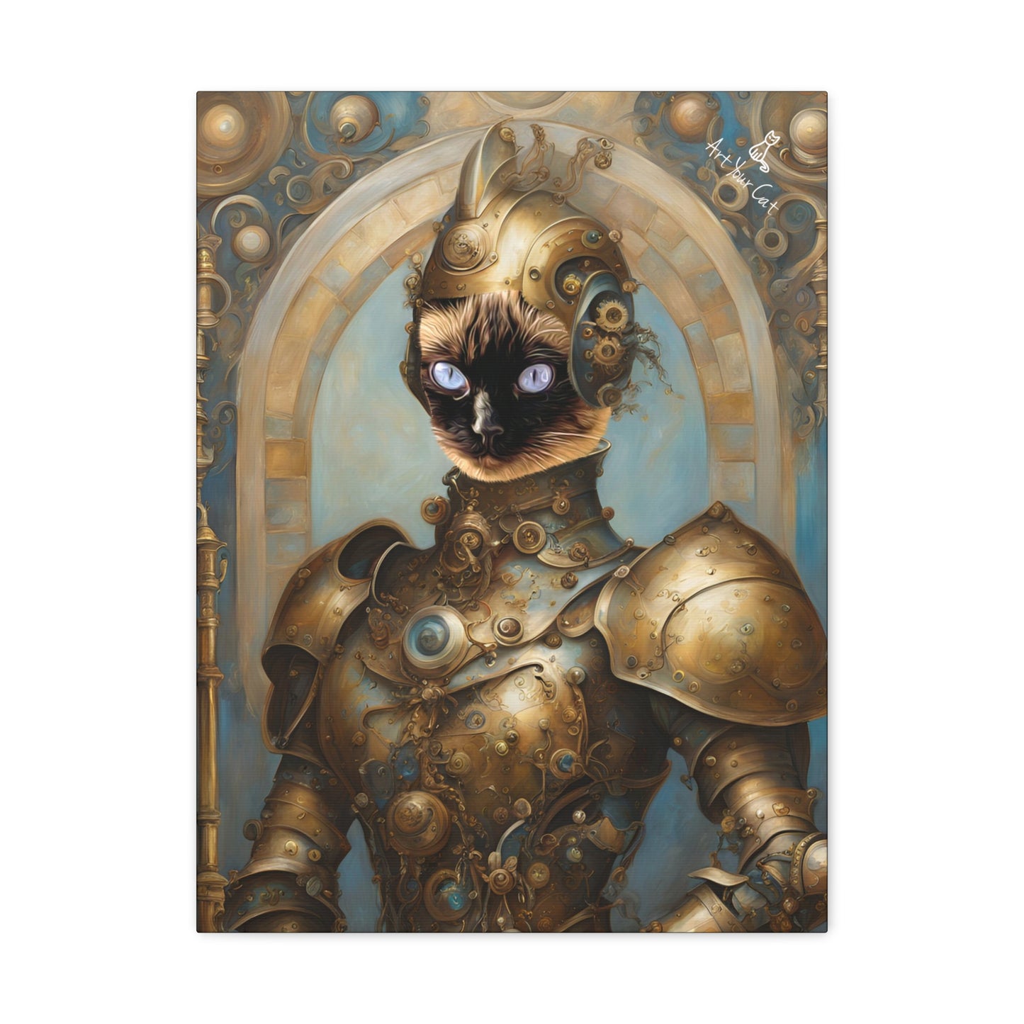 Futuristic Cat Mech Knight Armor Portrait