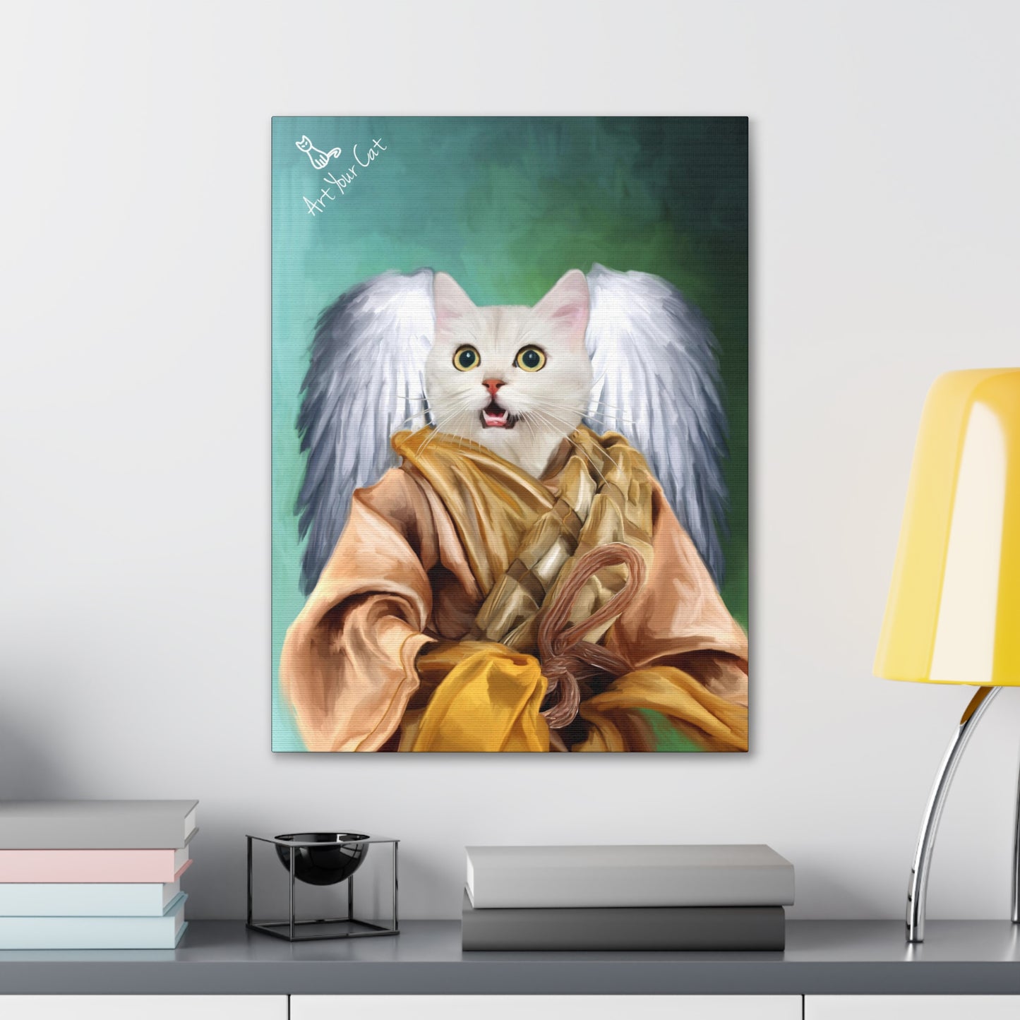 Heavenly Angel Cat Portrait - Personalized Art for Cat Lovers