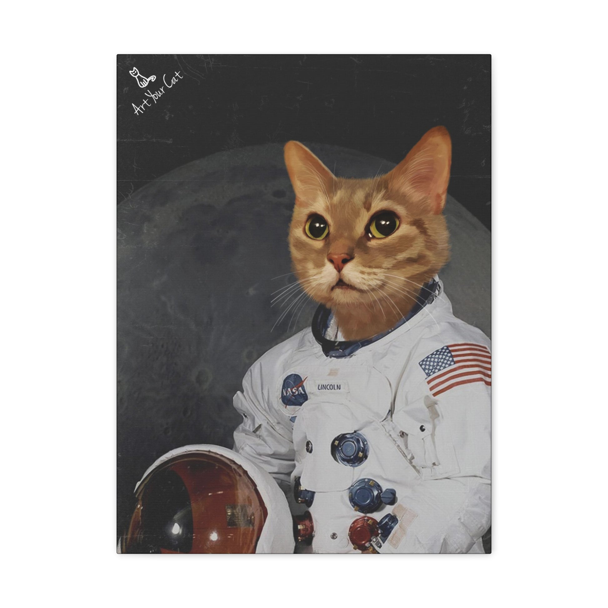 High-Quality Canvas Print of Astronaut Cat Portrait
