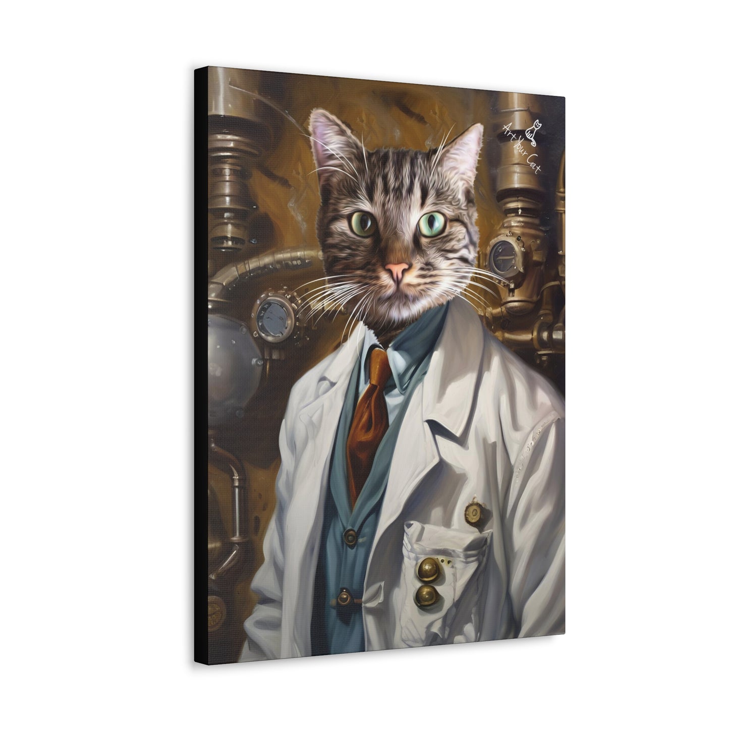 Mad Scientist Feline Portrait with Lab Coat