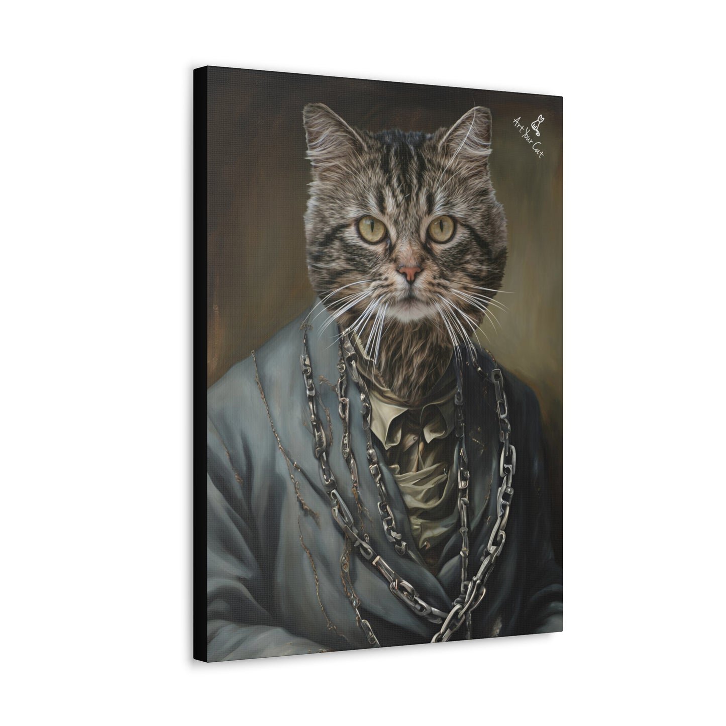Personalized Frankenstein cat portrait for horror-themed decor