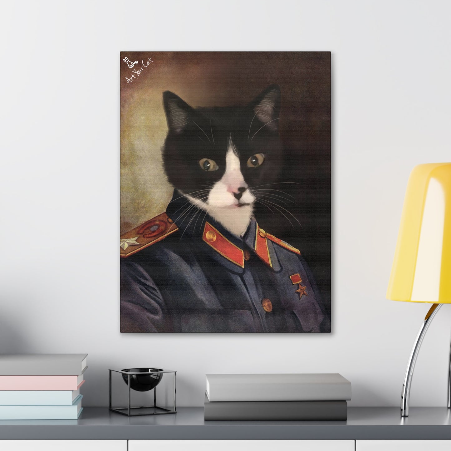 Personalized Joseph Stalin Cat Artwork with 1.25-inch wooden frame