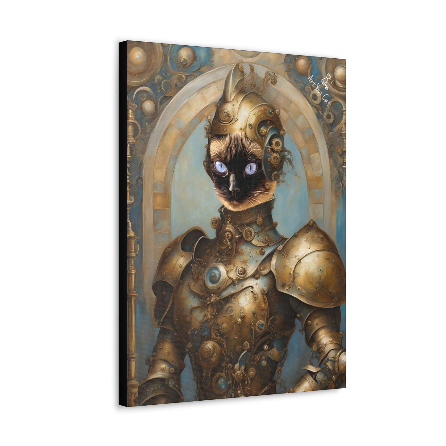 Personalized Mech Knight Cat Canvas Art
