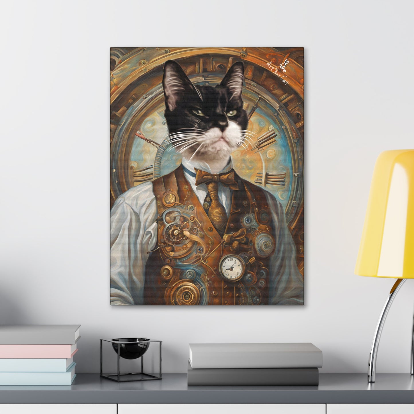 Personalized Time Traveling Cat Art