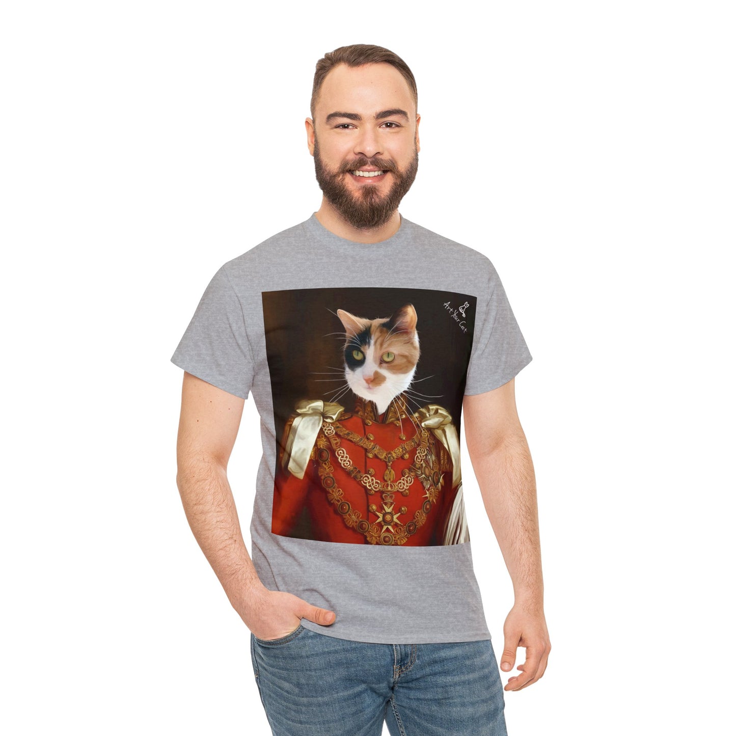 Pet t-shirt with royal Cat King portrait
