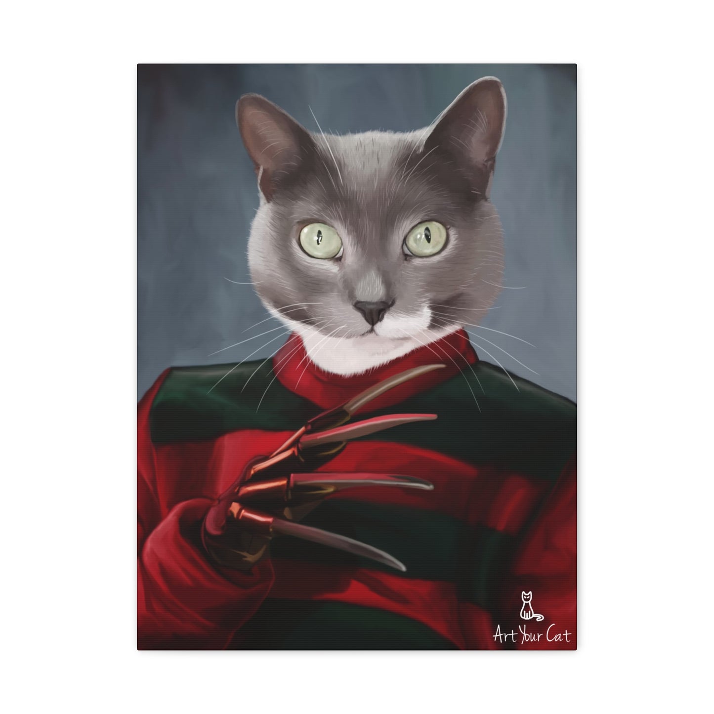 Spooky Freddy Krueger Cat Art