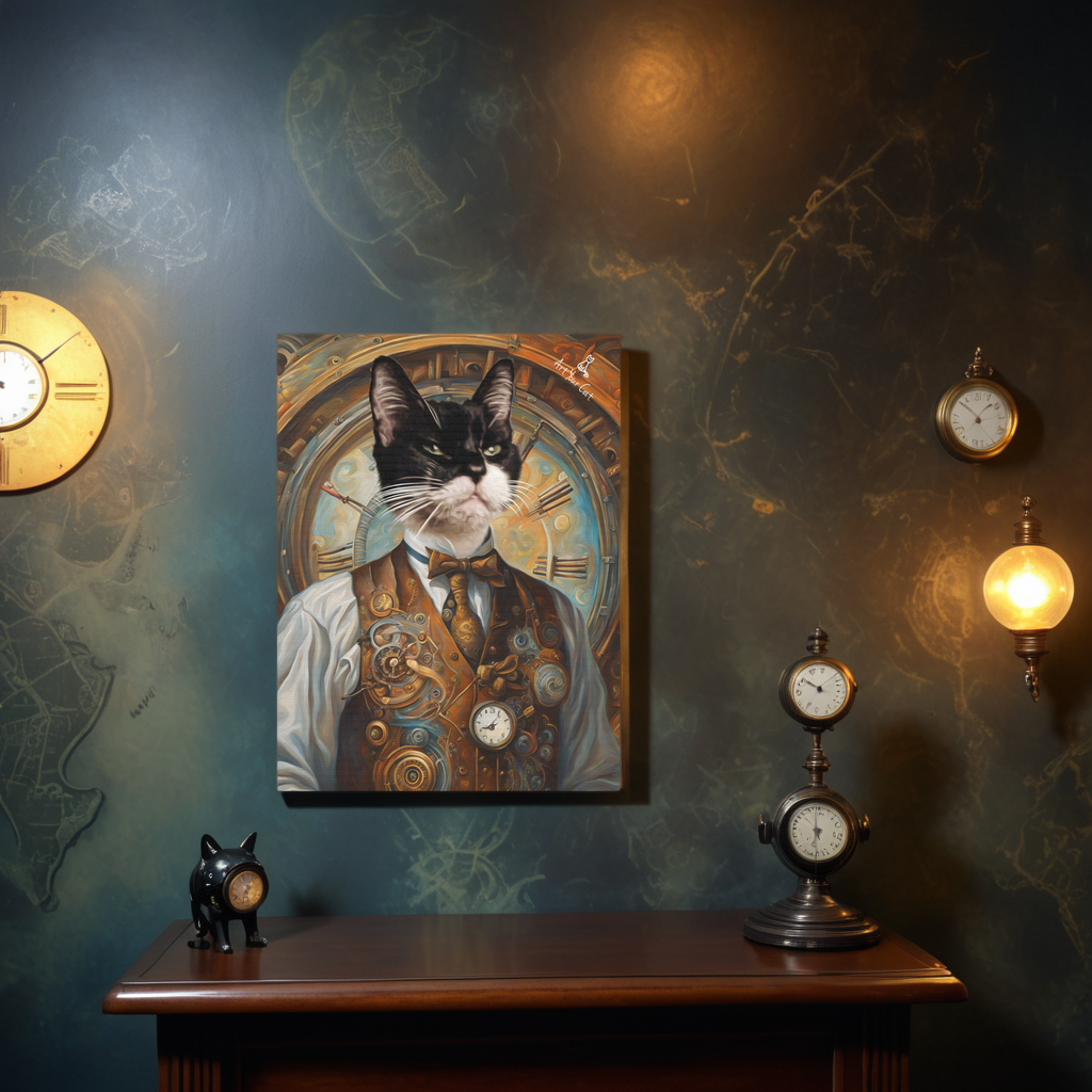 Time Traveler Cat Portrait Artwork