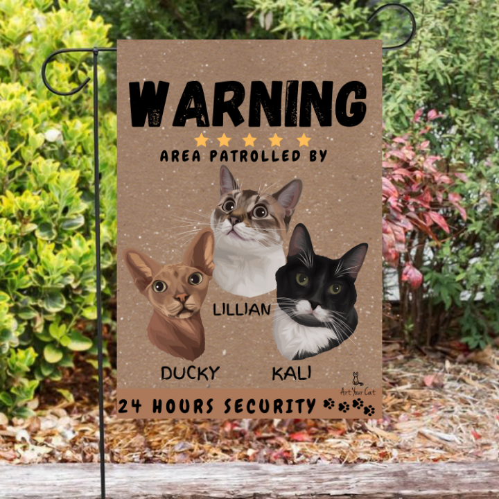 Custom warning cat flag for cat lovers outdoor decor