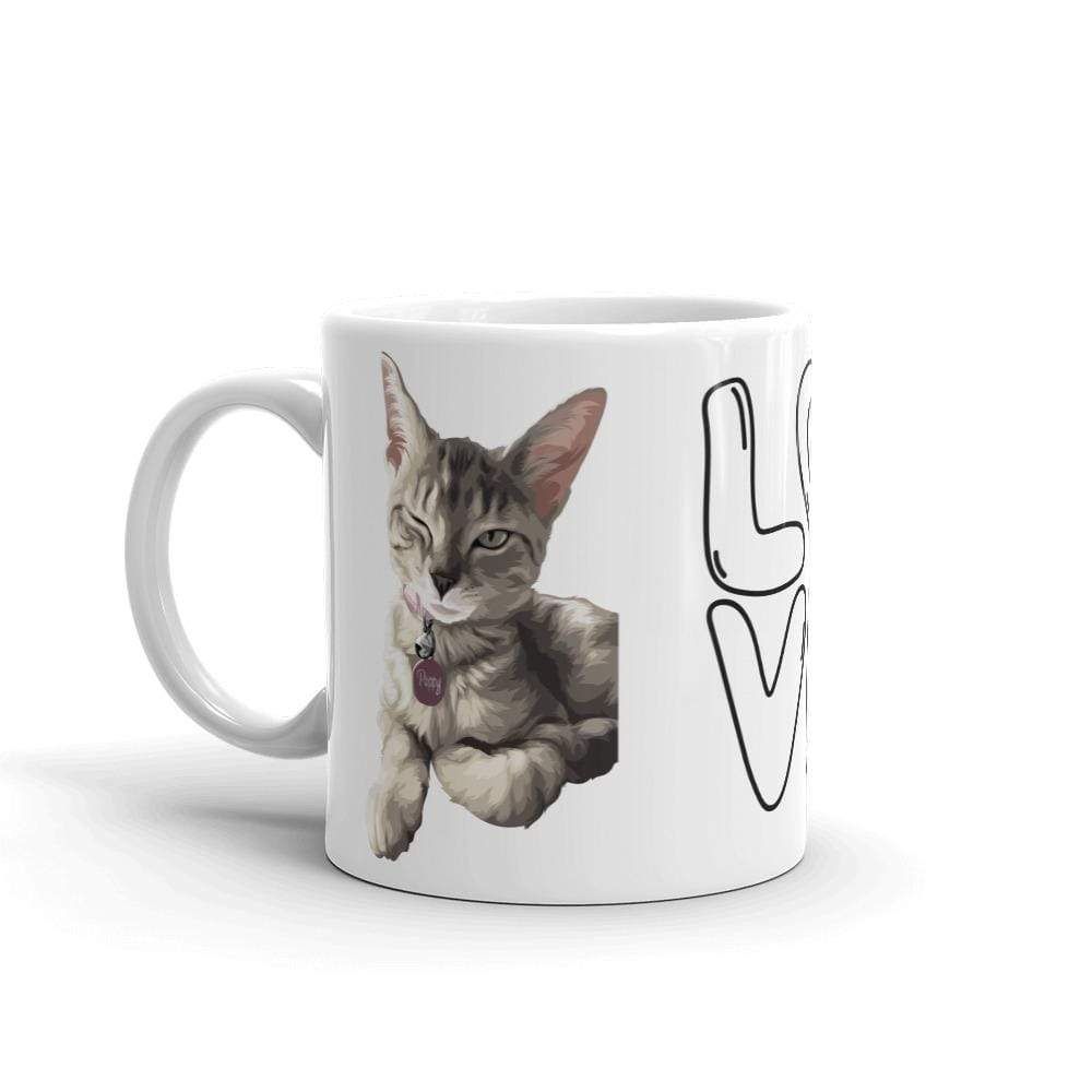 Durable dishwasher-safe white mug with custom pet photo