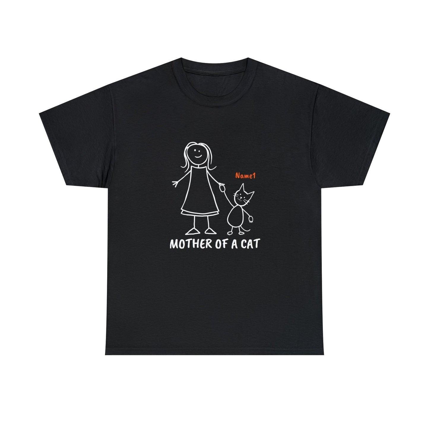 "Personalized Mother of Cats T-Shirt with custom cat name