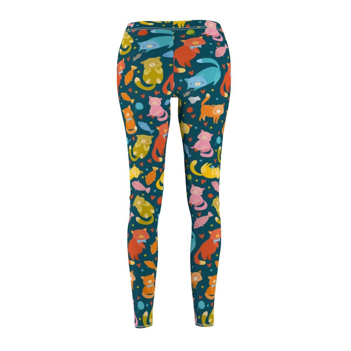 Skinny Fit Leggings with Colorful Cat Prints