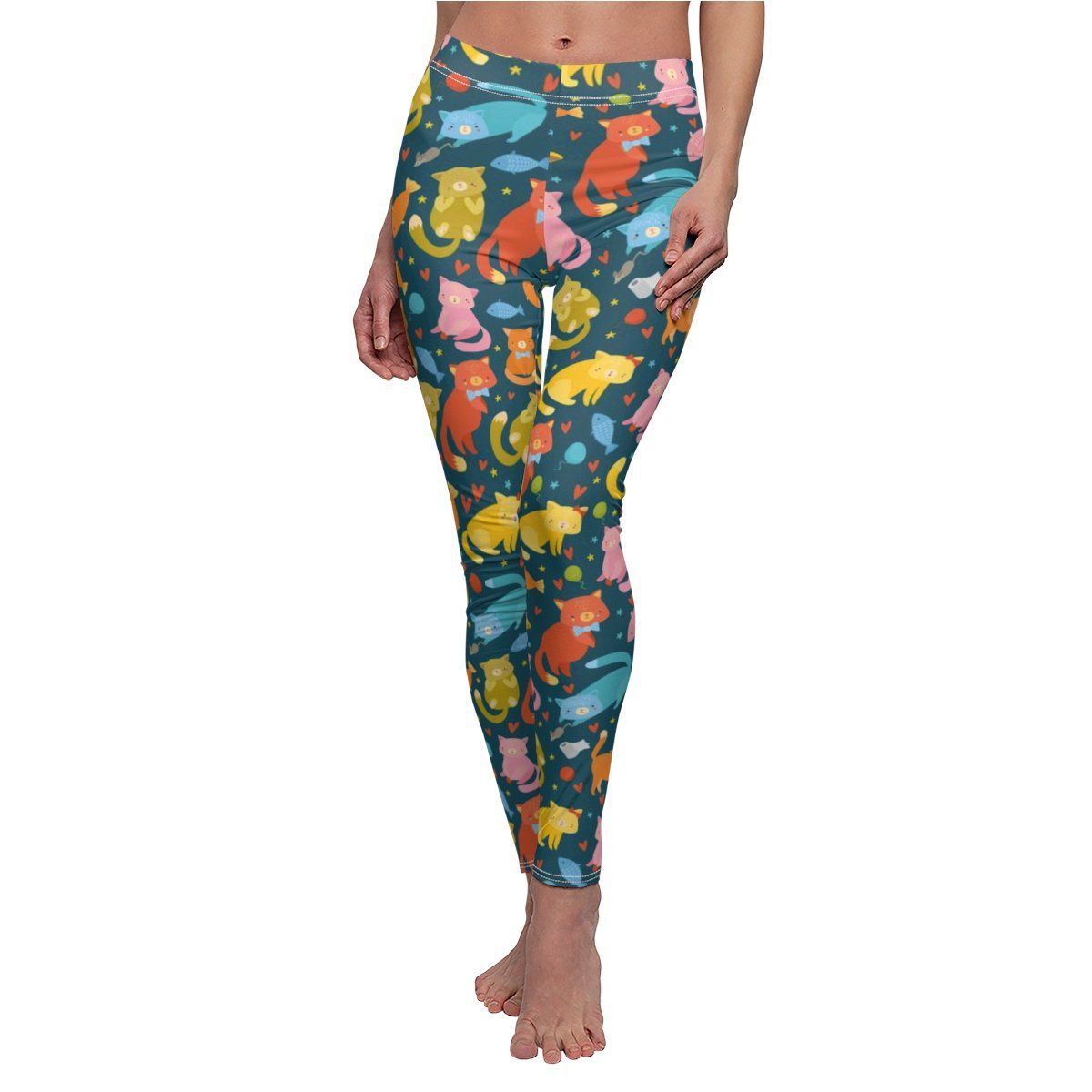 "Vibrant Cat-Themed Leggings for Everyday Wear