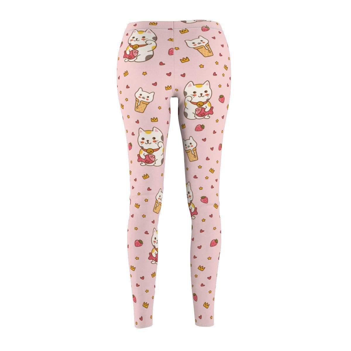 Vibrant Strawberry Cat Leggings - Skinny Fit & Durable