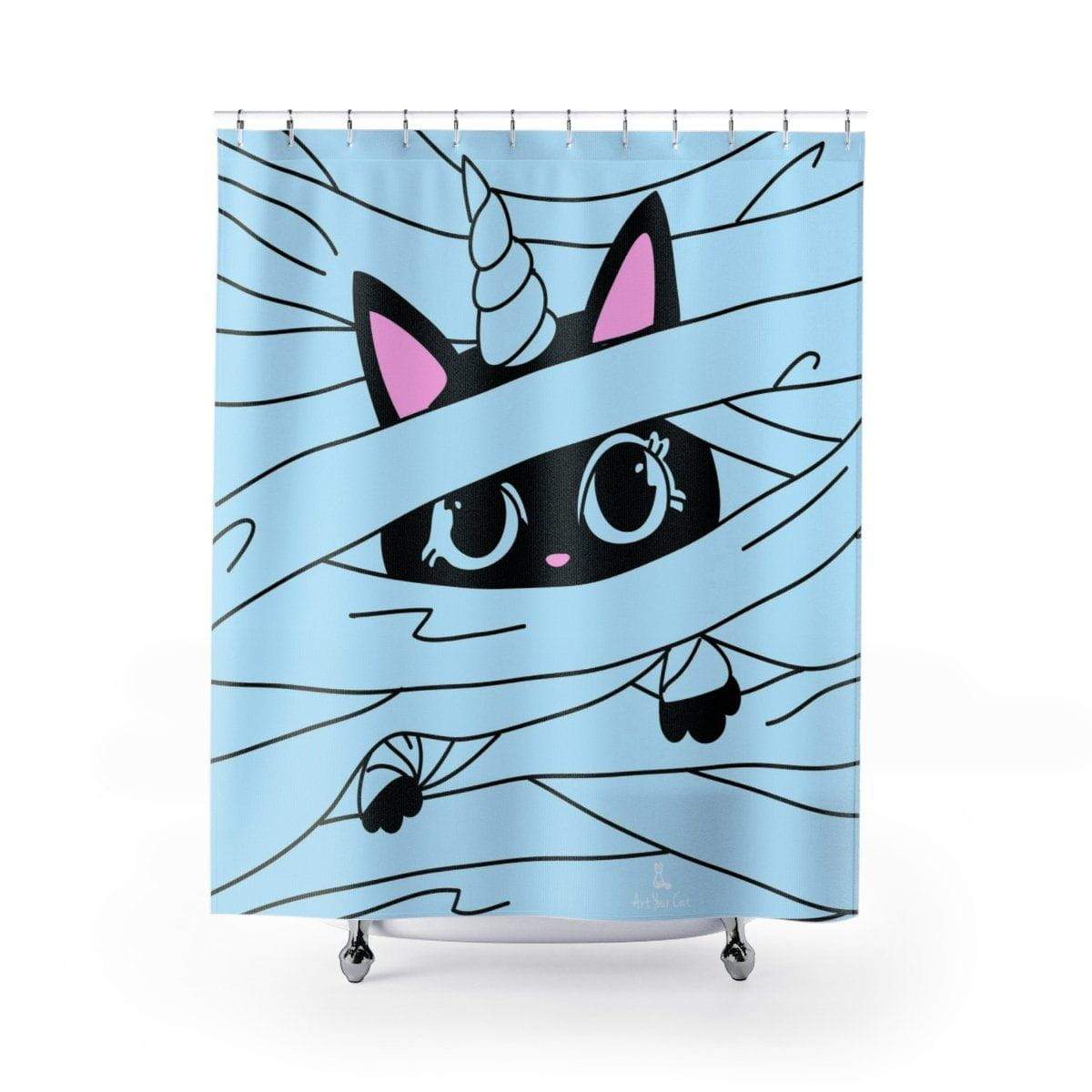 Baby Black Unicat Shower Curtain