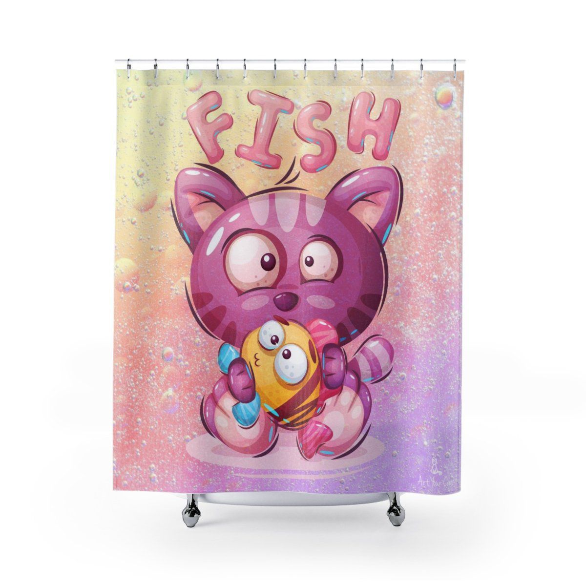 Bubbles Cat Shower Curtain