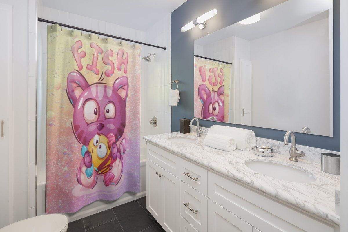 Bubbles Cat Shower Curtain