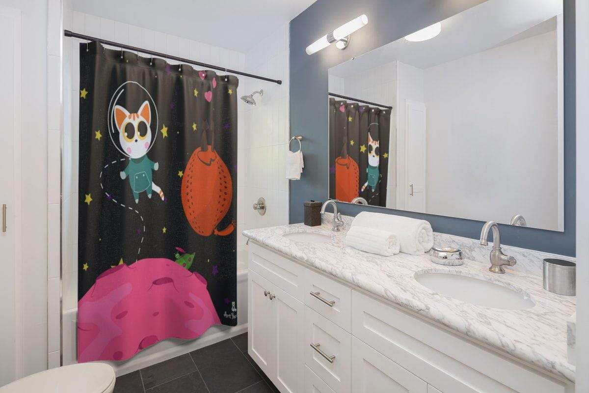 Cat in Space Shower Curtain