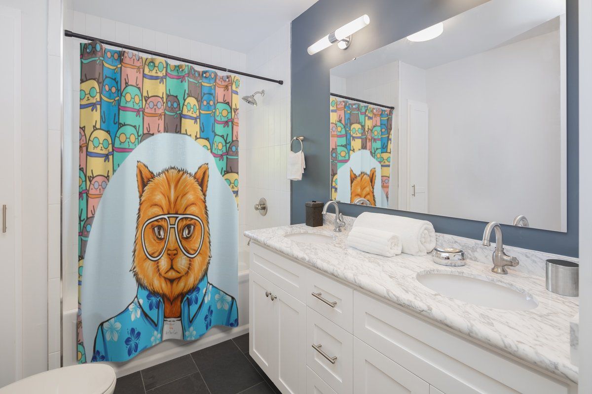 Cat in Glasses Shower Curtain