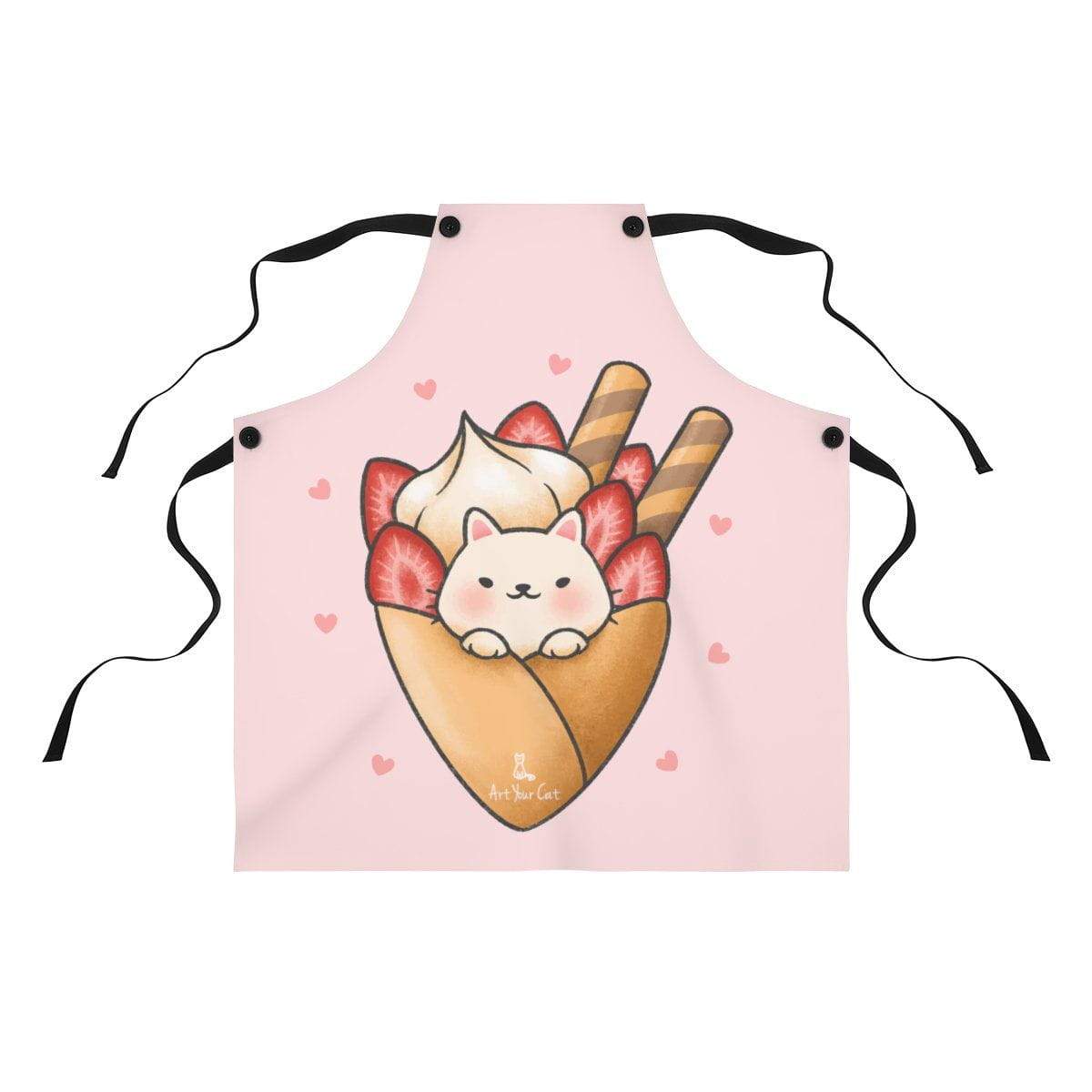 Creamy Strawberry Cat Apron