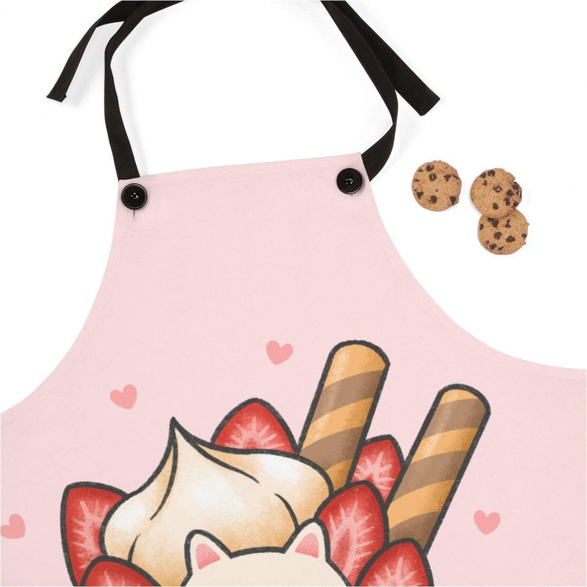 Creamy Strawberry Cat Apron