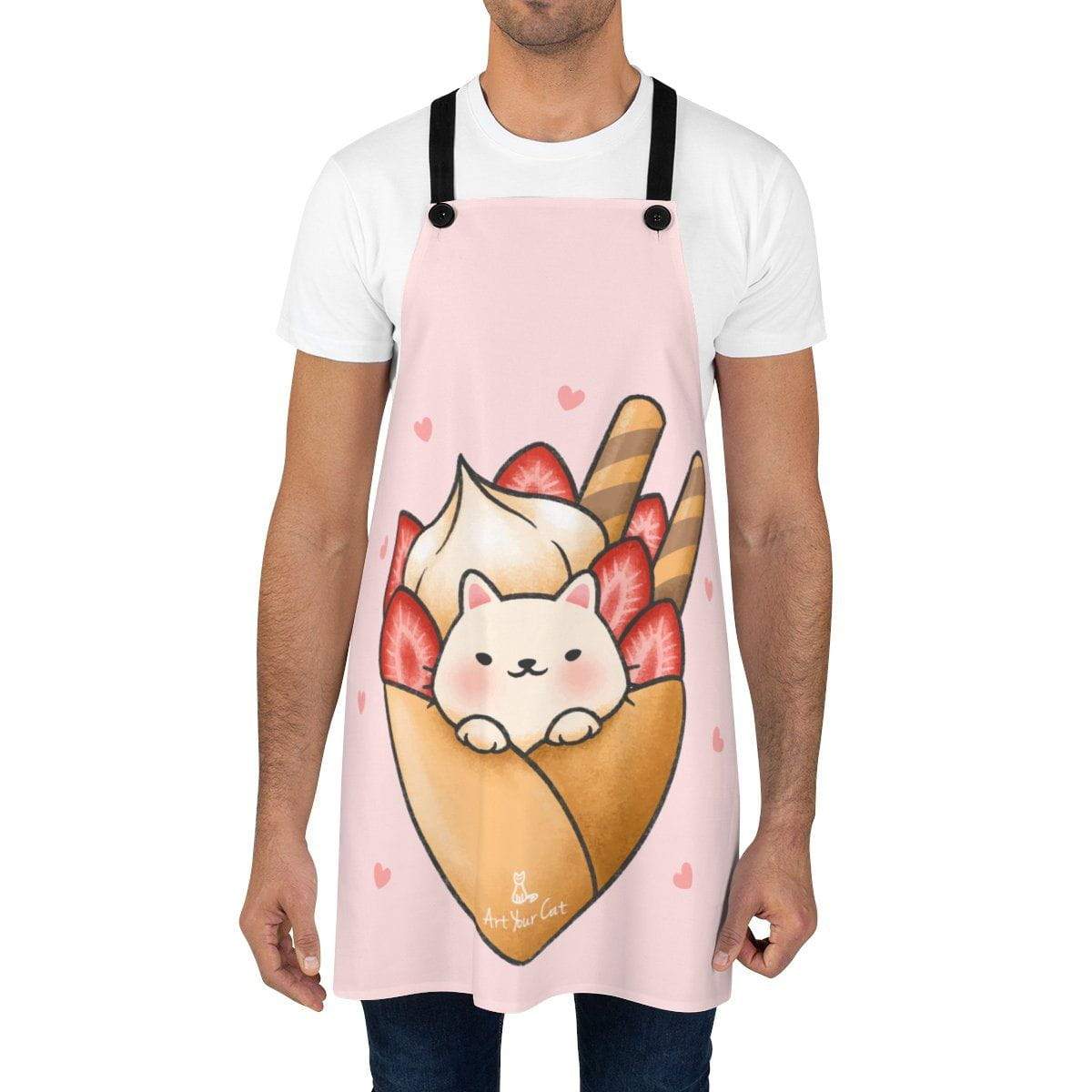 Creamy Strawberry Cat Apron
