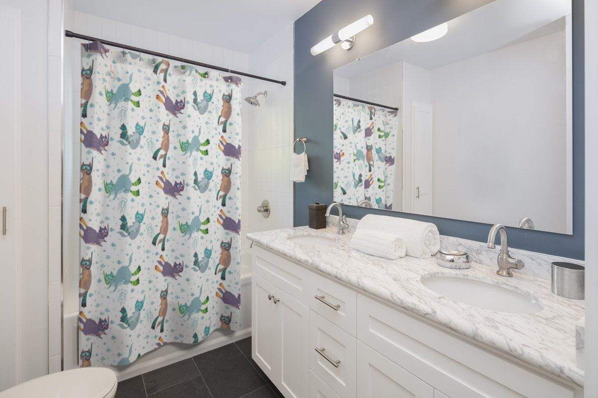 Swimming Cats Shower Curtain