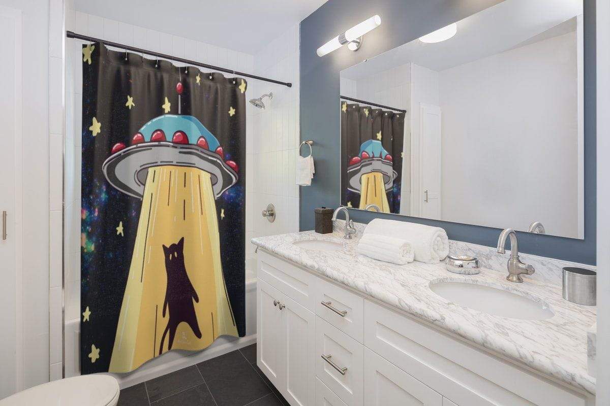 UFO Cat-bduction Shower Curtain